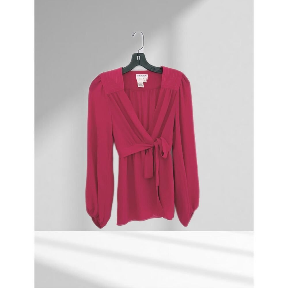 Max Studio pink bow blouse small